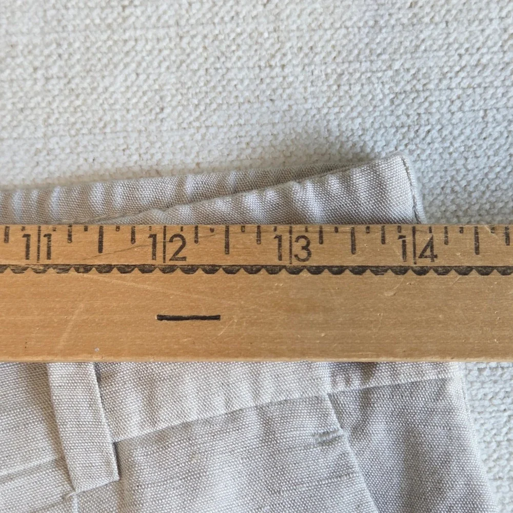 H&M Wide Leg Linen Pants Women Size 6 Beige Pleated High Waist Trousers Minimal